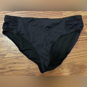 women's black ruched swim bottom